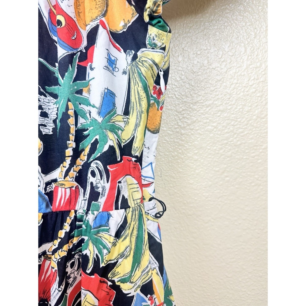 J.Crew Postcard Fruit Print Midi Dress 100% Cotton Sz 4 Tropical Lemon Guitar - Picture 7 of 9